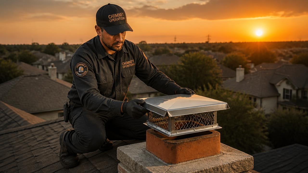 Chimney Operations technician performing a chimney sweep service